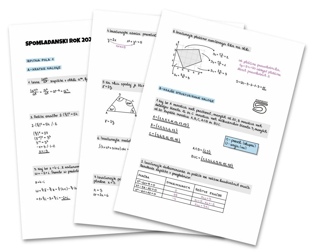 Trije listi za splošno maturo
